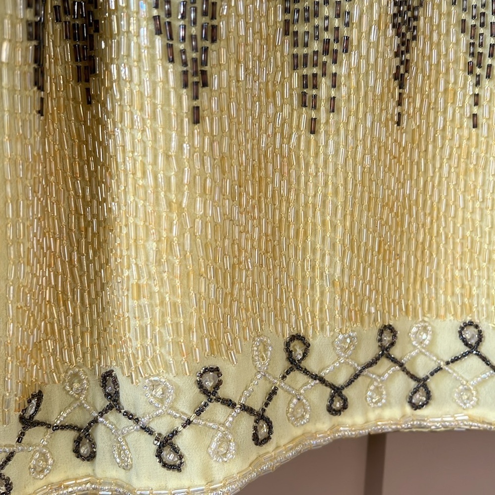 Beautiful Vintage Serenade Fully Beaded Tank Blouse Yellow & Silver sz 14 - Picture 9 of 11